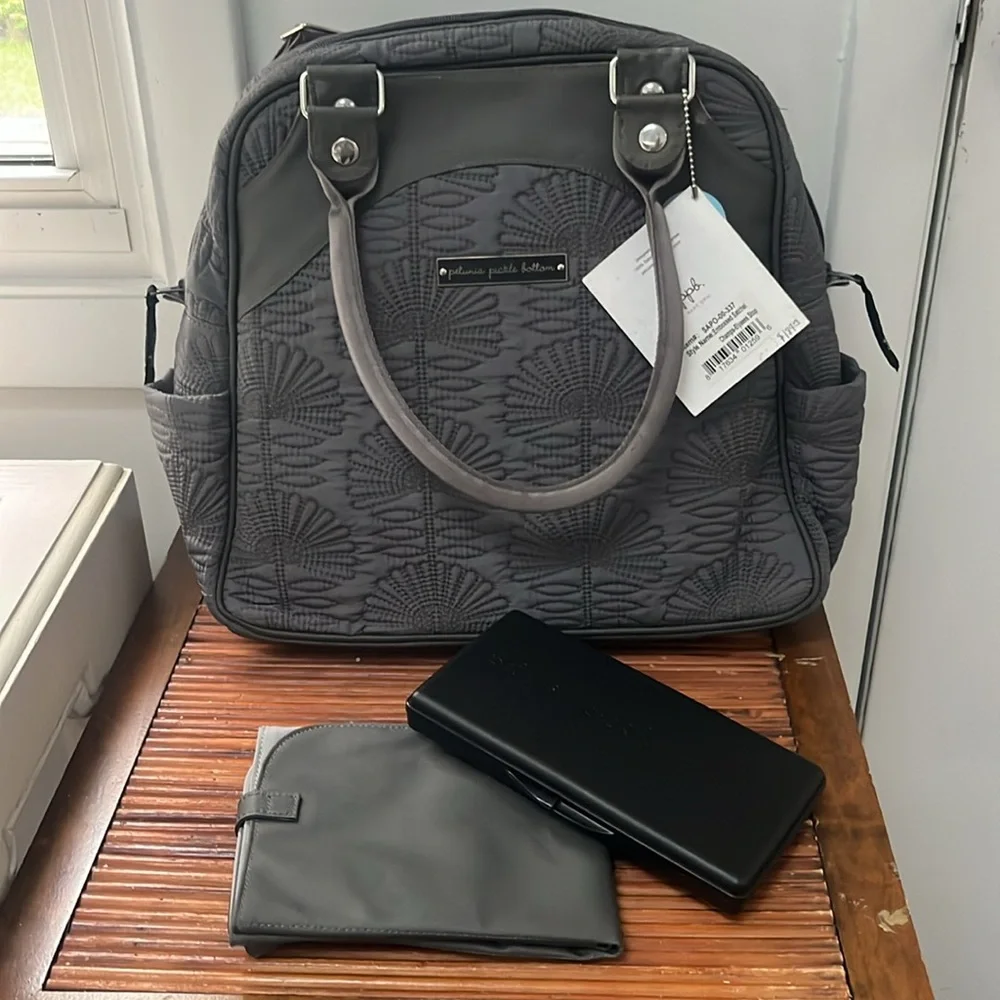 Petunia Pickle Bottom Champs-Elysees Stop Embossed Satchel Diaper Bag,NWT